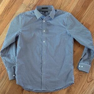 Banana Republic Men's Navy Checkered Button Down Shirt
